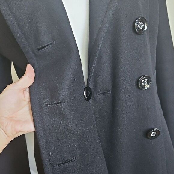 Kenneth Cole Size 4 New York Double-Breasted Wool Blend Black Pea Coat - Picture 11 of 12